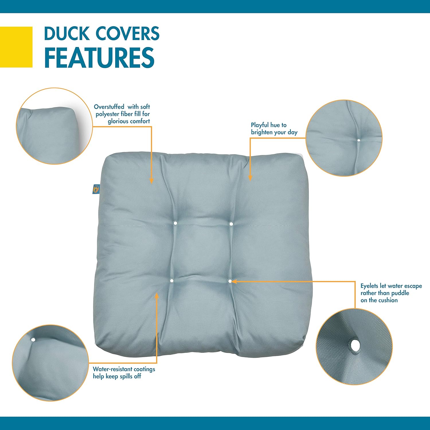 Duck Covers Water-Resistant 19 x 19 x 5 Inch Indoor Outdoor Seat Cushions, Gull Grey, 2-Pack : Garden & Outdoor