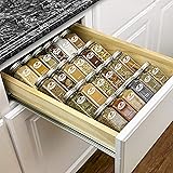 Lynk Professional Spice Rack Tray Insert-4 Tier Heavy Gauge Steel Drawer Organizer for Kitchen Cabinets, Medium, Silver Metal
