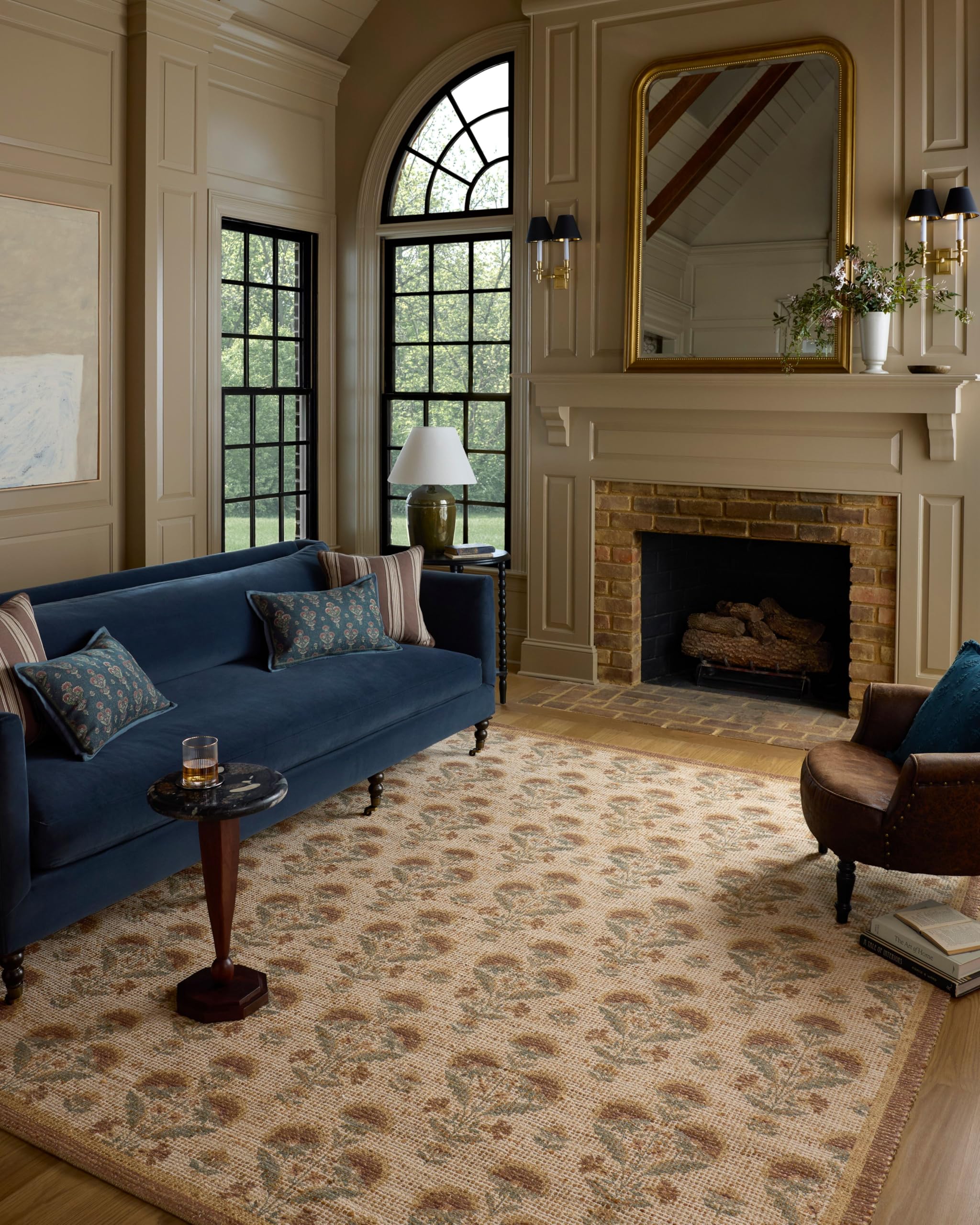 Photo 1 of Loloi Chris Loves Julia Rue Collection RUE-01 Wheat/Sage 8'-6" x 11'-6" Area Rug Jute Neutral Floral Living Room Bedroom Rug