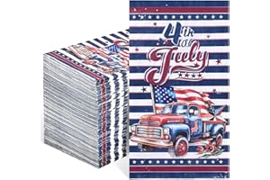 Homlouue 4th of July Napkins, American Flag Napkins, 3-Ply 100PCS Fourth of July Napkins, Patriotic Napkins Paper, Disposable Hand Towels Bathroom, Red White and Blue Decorations for Independence Day