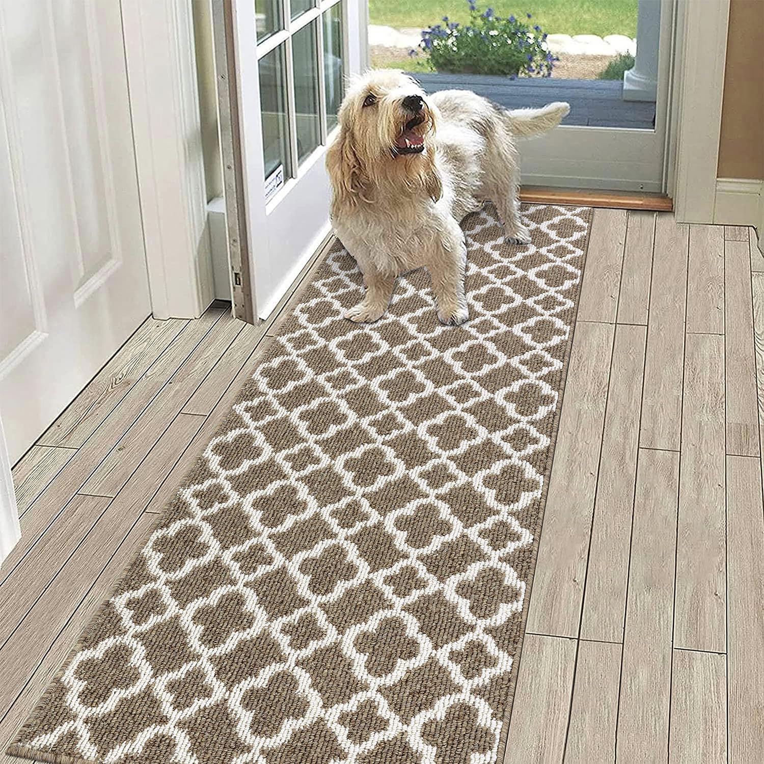SHACOS Runner Rug for Entryway Brown 50x150cm Non Slip Doormat Runner Non Shedding Kitchen Rug Machine Washable Floor Carpet Mat for Hallway Entryway Bedroom Laundry Room