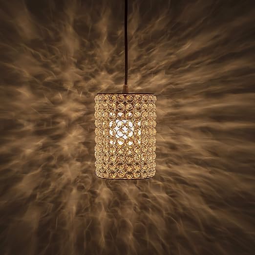 Homesake Crystal Hanging Copper Barrel Pendant Rose Gold Hanging Ceiling Light Small