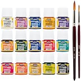 Pebeo Porcelaine 150 China Paint Set Each Package Discovery 15 Various 45 ml Paint Bottle 1.5 fl oz 2 Pieces Pebeo Taklon Synthetic Bristle Brush Water Based Non Toksic
