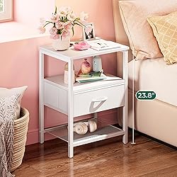 Huuger Night Stand with Fabric Drawer, Side Table