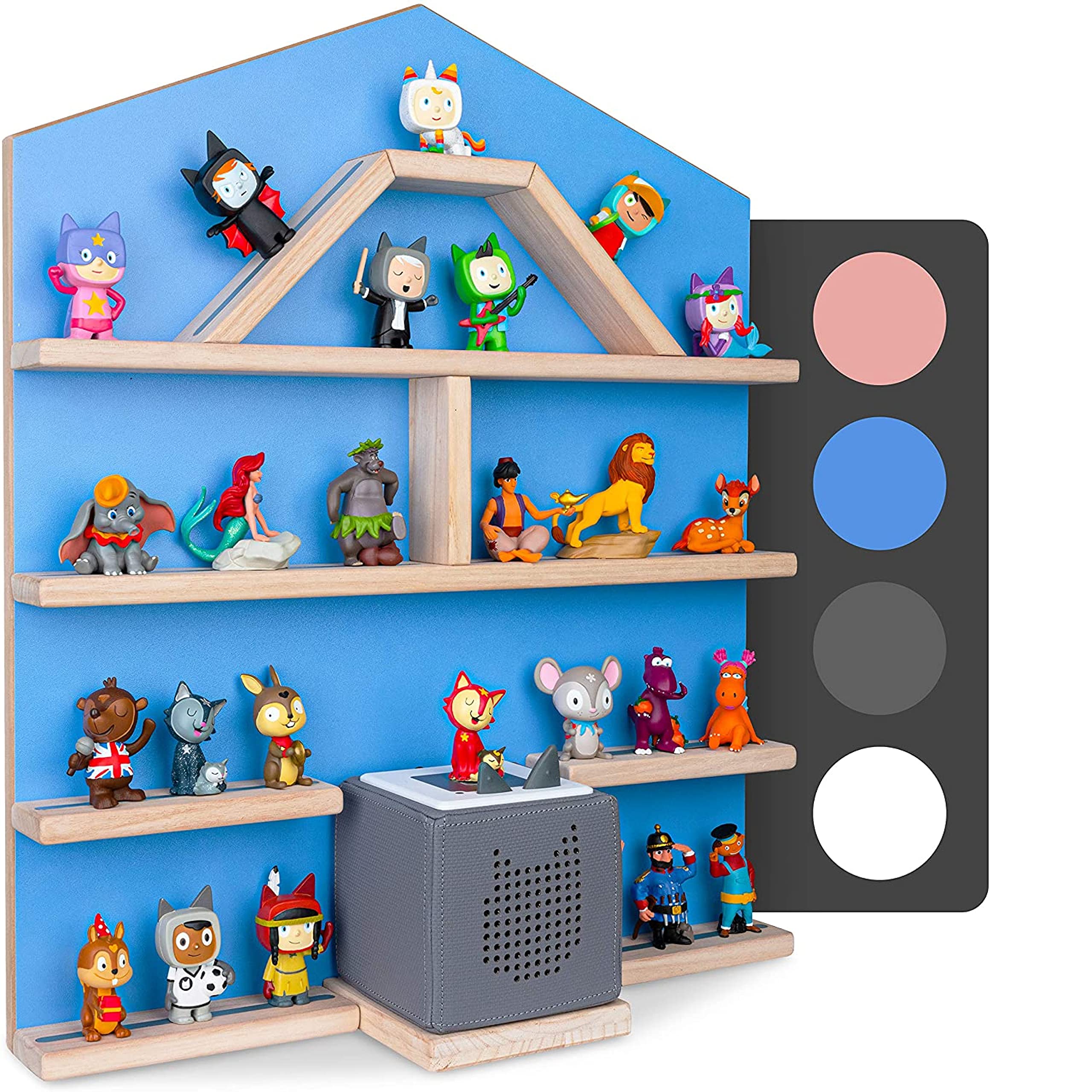 Little Moonshine Shelf for Tonie Box and Tonies The Original – up to 52 Tonies – Magnetic Wall Shelf – 4 Matches Toniebox (Blue)