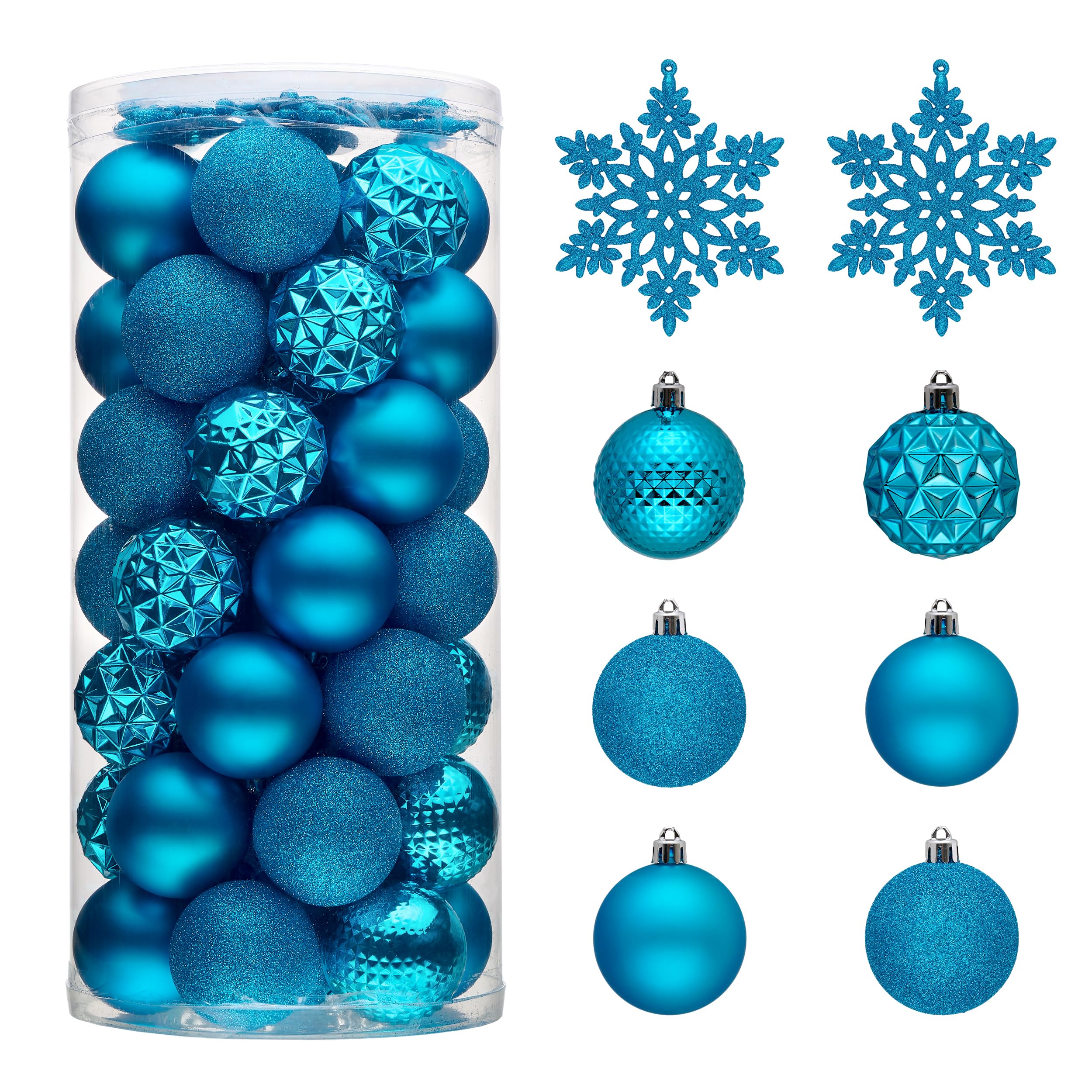 Valery Madelyn Christmas Tree Decorations Ornament Set, 50ct 2.36 Inches Blue Shatterproof Christmas Ball Ornaments Hanging Xmas Holiday Party Decor Image