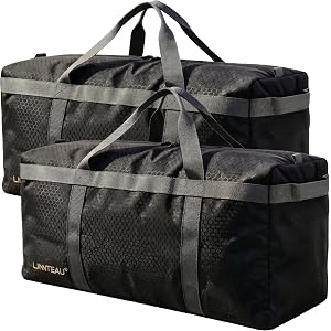 LINNTEAU 2-Pack 26 Gal Extra Large Foldable Duffle Bags | Heavy-duty design with reinforced side handles, metal zippers & wat
