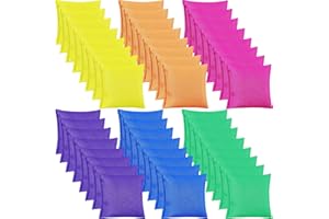 Jenaai 48 Pcs Nylon Bean Bags Colorful Bean Bag, 2.6" x 2.6" Tossing Cornhole Bags
