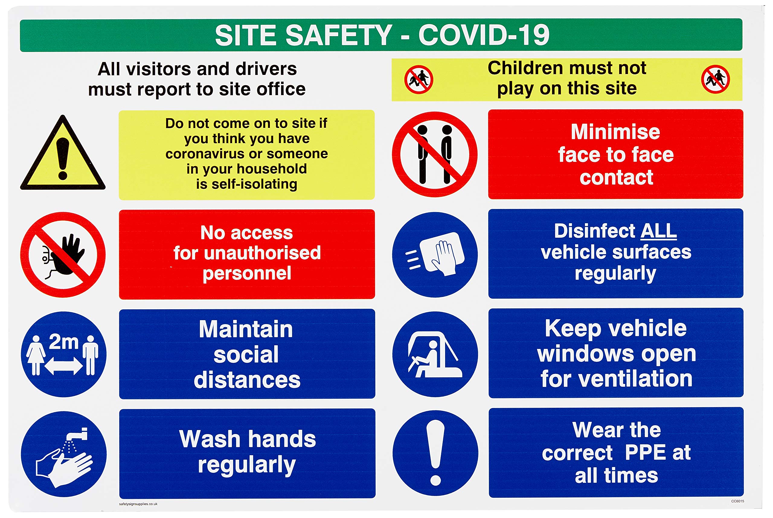 Site safety board - Covid 19