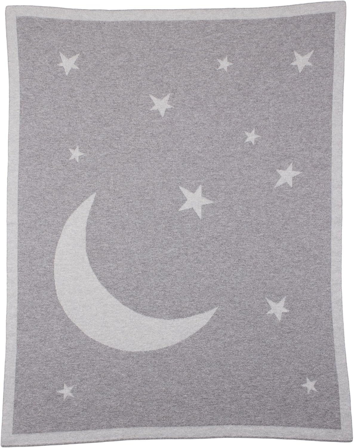 Love Cashmere Unisex 100% Cashmere Baby Cot Blanket - Moon & Stars - Grey Multi - Made in Scotland