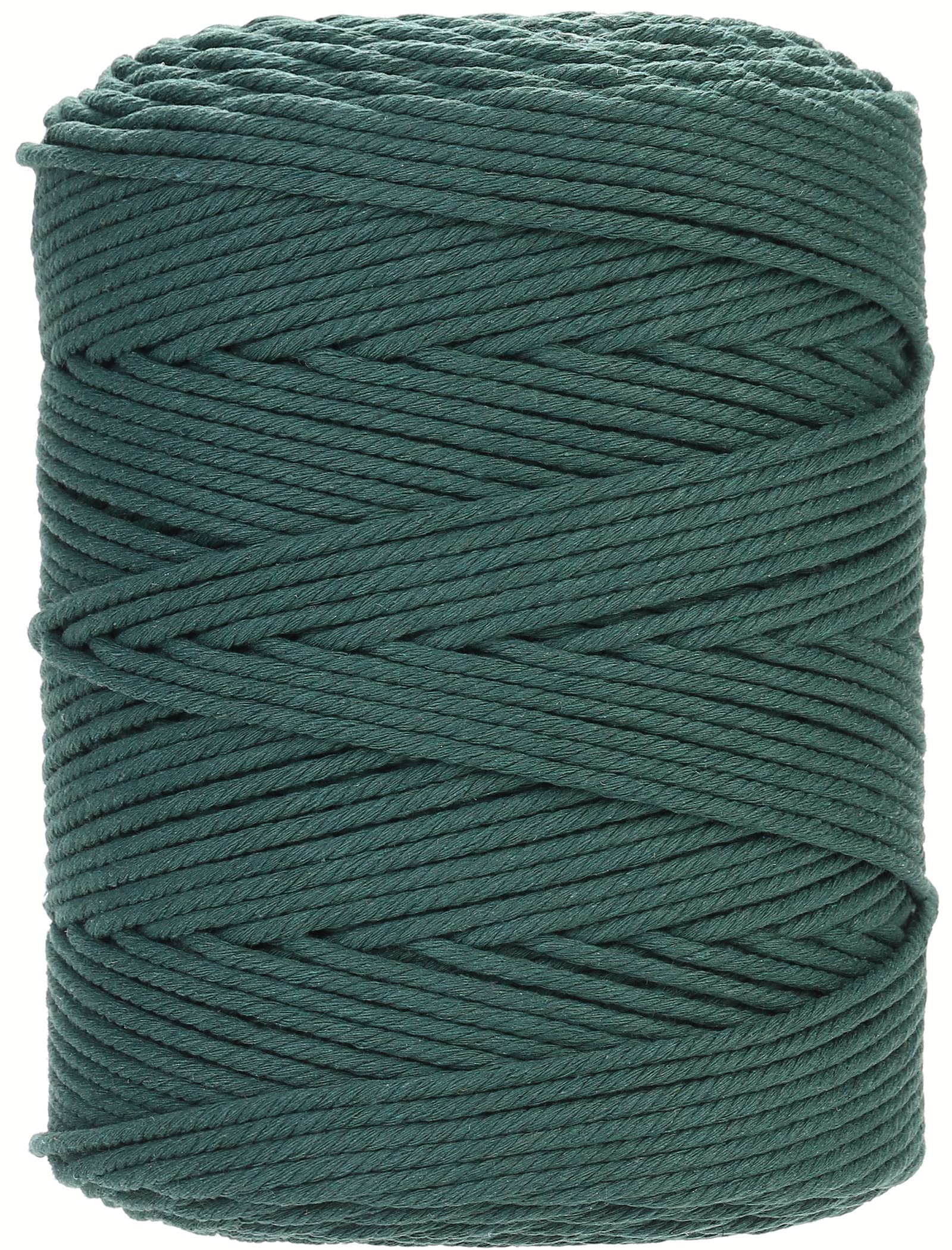 GOHOF Premium Cotton Macrame Rope, 4mm x 300m, 4 Strand Twisted Soft Cotton Cord, Deep Green