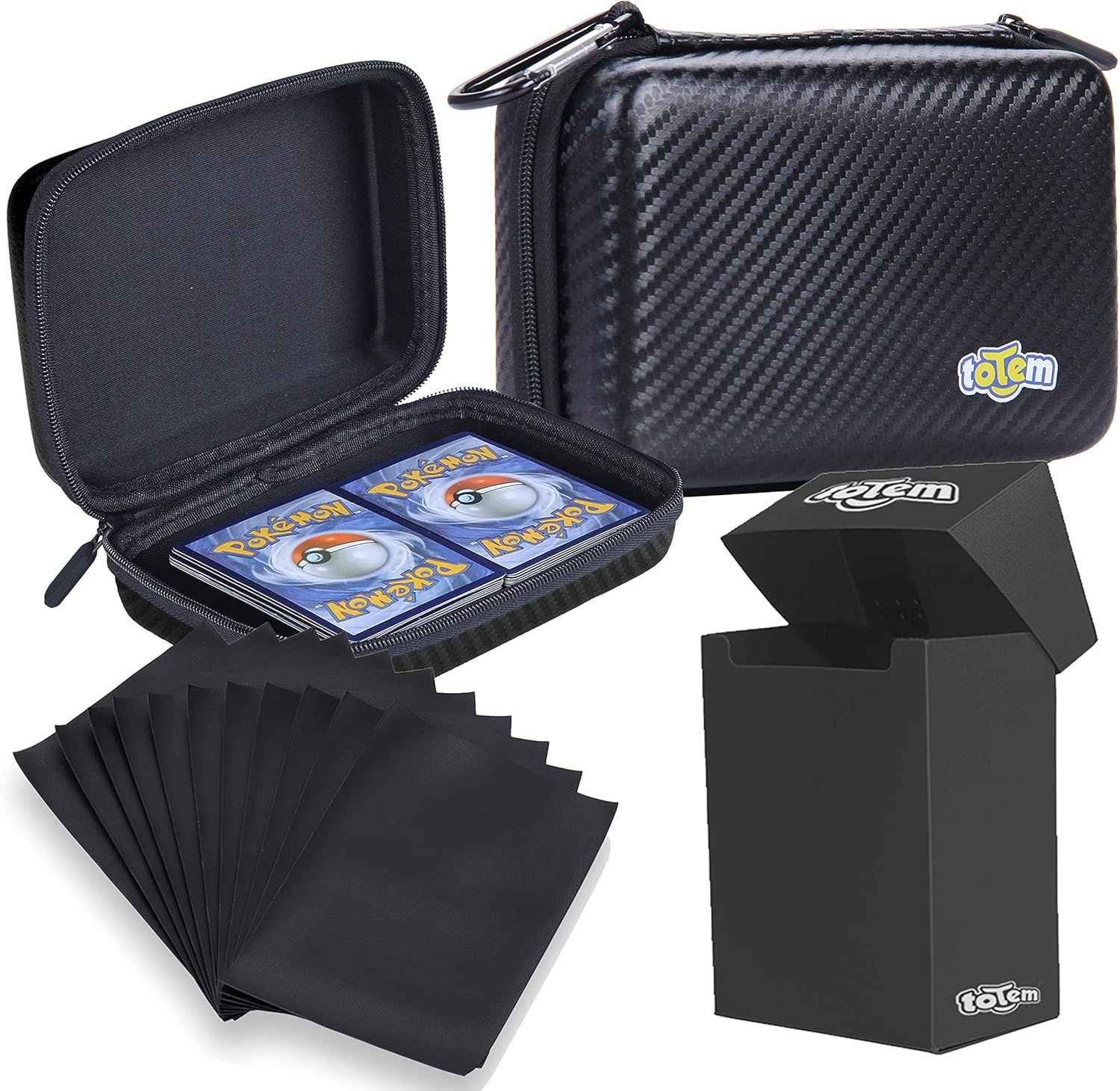 Totem World Card Case With Deck Box Protector And 100 Card Sleeves Compatible With Pokemon Yu Gi Oh And Magic The Gathering Cards Kid Safe