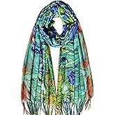 VENVSBEE Reversible Scarf Soft Large Shawl Wrap Blanket Double Sided Art Print Warm Pashmina Stoles Klimt Van Gogh Gifts