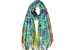 VENVSBEE Reversible Soft Cashmere Feel Scarf Large Shawl Wrap Double-side Art Print Warm Pashmina Klimt Van Gogh Gifts