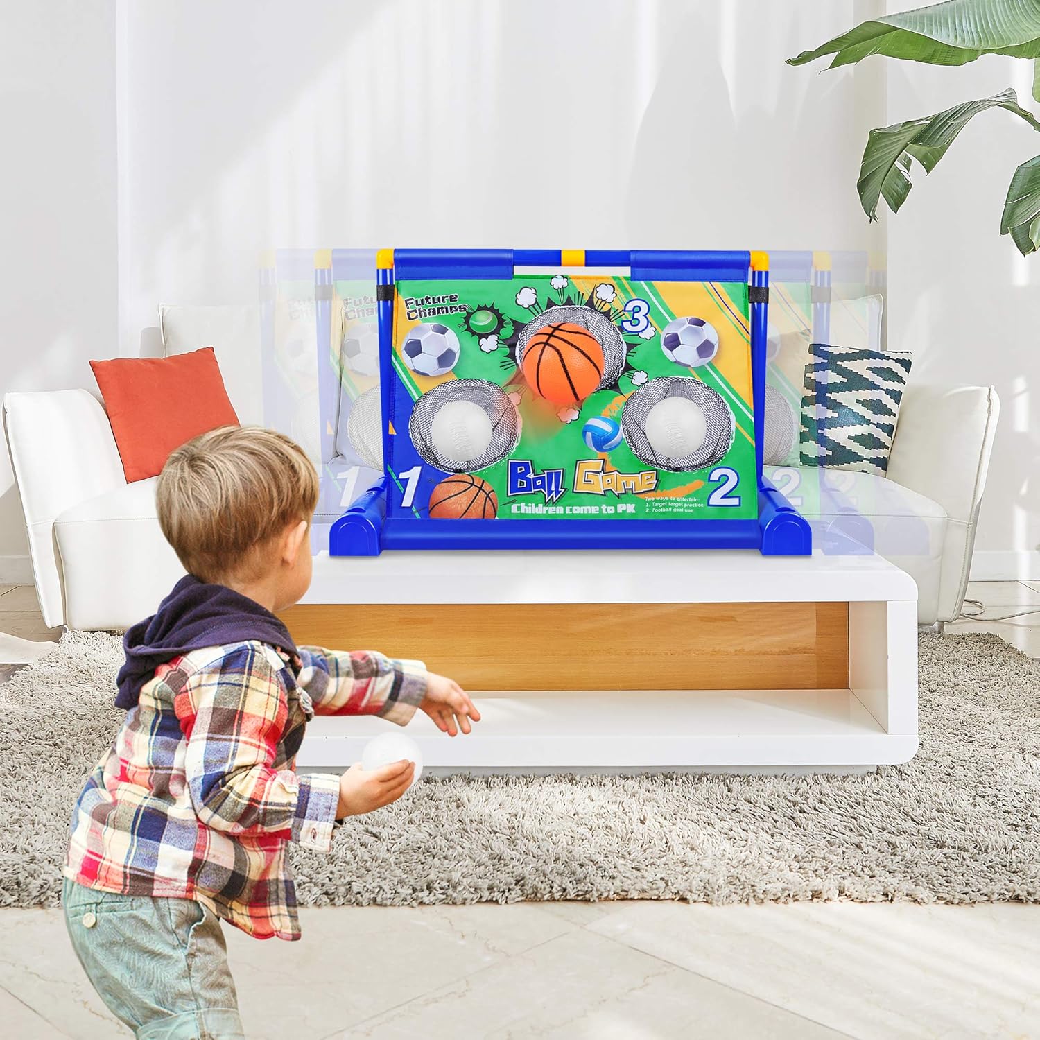 Electric Moving Football Goal Net Set, Football Target Toss with Footballs and Pump,Interactive Training Game Toys for Indoor Outdoor Sports Ball Game, Gift for Boy Girl 3 4 5 6 7 Year: Toys & Games