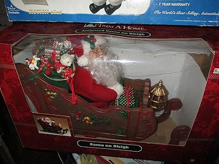 Amazon Com Trim A Home Vintage Indoor Animated Santa On Sleigh