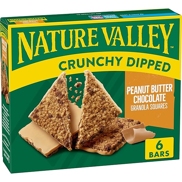 NATURE VALLEY CRUNCHY DIPPED GRANOLA SQUARES, PEANUT BUTTER CHOCOLATE, 6 COUNT, 4.68 OZ