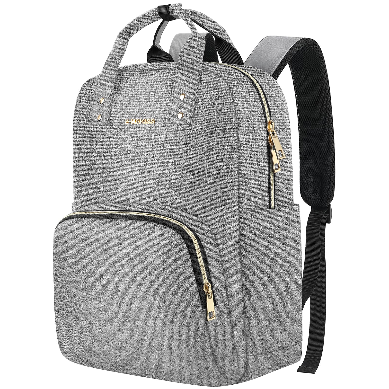 Z-MGKISS Laptop Backpack for Women, Casual Lightweight Daypack, Rucksack Bag 15.6 Inch, Stylish Work Backpack for Travel Business College, Gifts for Ladies Teacher Nurse, Grey — image 1