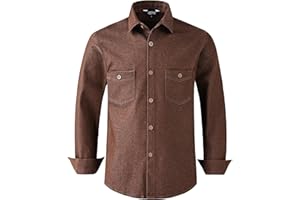 JOGAL Boys Stretch Denim Shirt Long Sleeve Button Down Shirts Casual Shirts with Two Pockets for Kids 6-14 Years