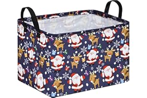 ACMUUNI Christmas Gift Basket Shelf Toys Storage Bin for Kids, Rectangle Storage Box Laundry Hamper with Handles