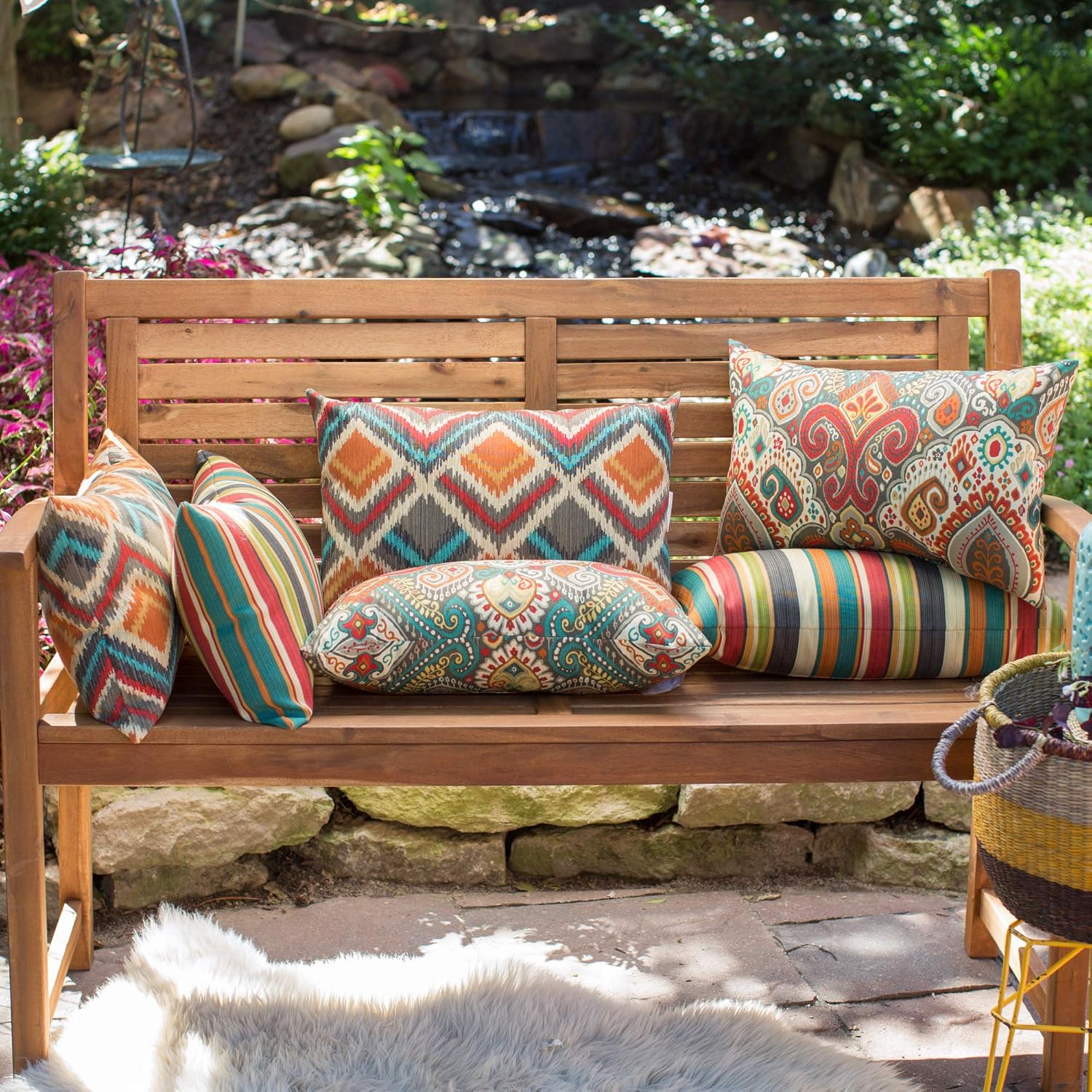 Greendale Home Fashions Set of 2 Outdoor 19x12-inch Rectangle Throw Pillows, Adobe Stripe : Garden & Outdoor