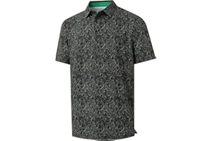 YAMXDM Golf Polo Shirts for Men - Print Moisture Wicking Quick Dry Short Sleeve Collared Polo Shirts for Golf Tennis Wear