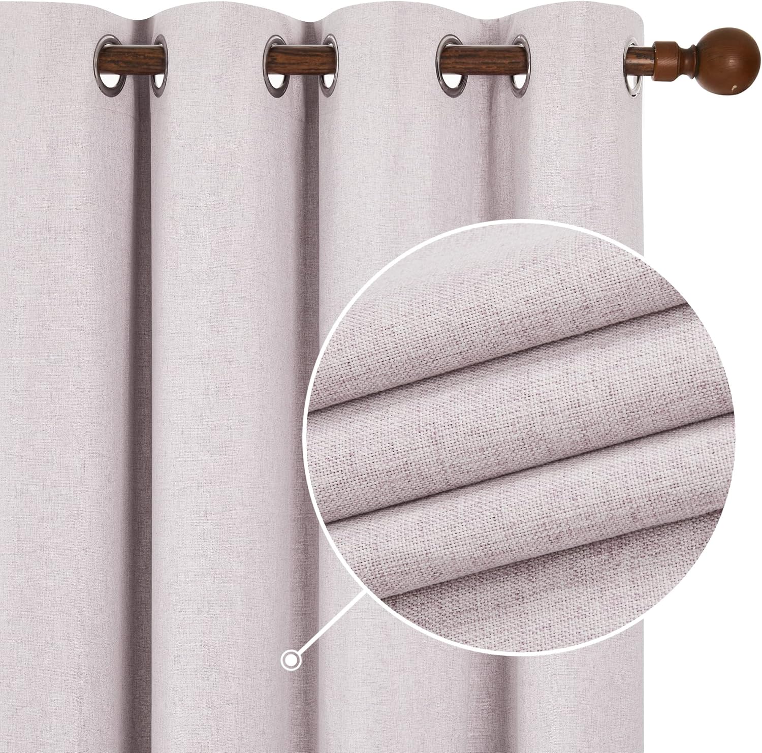 Outdoor Curtains - Deconovo Outdoor Curtains 108 Inches Long, Completely Blackout Curtain 2 Panels, Primitive Linen Textured Living Room Curtains, Grommet Insulated Curtians (Lilac, 52W x 108L Inch, 2 Panels