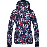 Wantdo Women's Waterproof Ski Jacket Colorful Printed Fully Taped Seams Rain Coat Warm Winter Parka