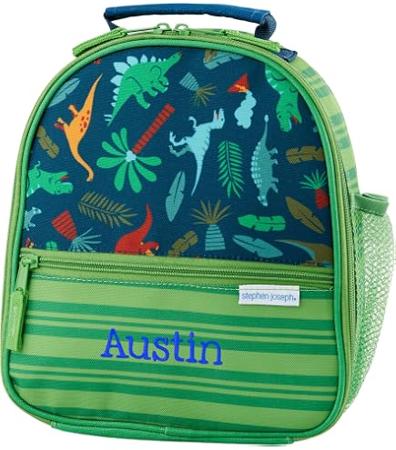 Personalization Universe Stephen Joseph Personalized Dino Backpack for Kids - Custom Name Embroidery, Toddler & Preschool Size, Adjustable Straps, Mesh Pocket, 100% Polyester - 11