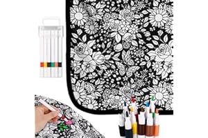 Sinbana DIY Coloring Blanket with 24 Markers, Color Your Own Creative Blankets Funny Coloring Blankets Kits for Adults Art Ac