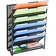 Simple Trending Wall File Organizer, Mesh 7-Tier Vertical Hanging File Holder, Desktop Metal Files Rack for Office and Home, Black