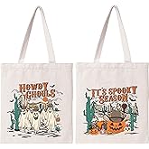 THEYGE Halloween Tote Bag Vintage Halloween Canvas Bag Funny Cute Ghost Aesthetic Shoulder Bag Reusable Grocery Tote Cotton Canvas Tote Bag for Women
