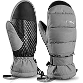 MCTi Ski Mittens Women's Snow Mitten Touch Screen Waterproof Insulated Quilted Mitts with Hidden Zipper