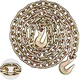 VEVOR G80 Transport Binder Chain, 3/8" x 10.3' Tow Chain with Clevis Grab Hooks, 7100 lbs Safe Working Load, Heavy Duty Trailer Logging Chain for Transporting Towing Truck Tie Down Binding Equipment