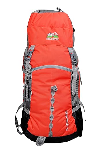 Hikers way 60 Ltrs Orange Internal Frame Rucksack Backpacks Travel Bag Hiking Bag Camping Bag Trekking Bags with Waterproof Compartment (HW-6001Orange)
