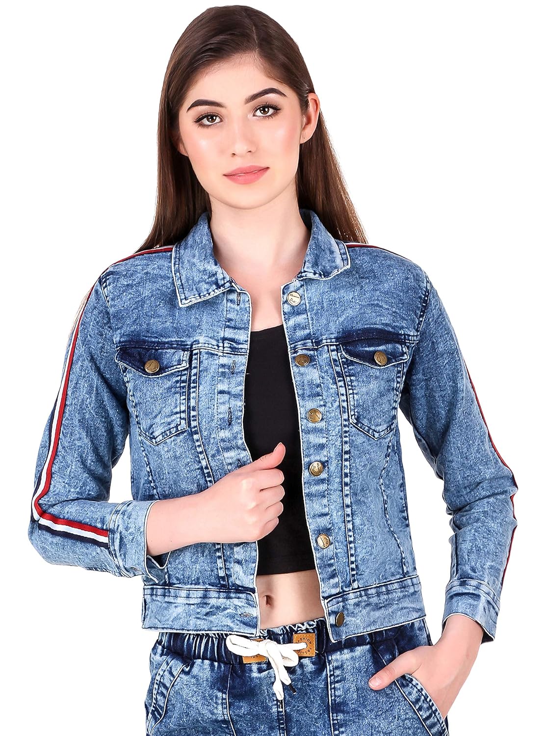 striped denim jacket womens