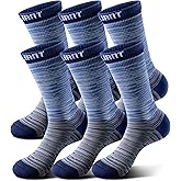 BULLIANT Compression Socks for Men 6Pairs, Athletic Crew Socks Cushioned For Men Sports Running-Arch Support