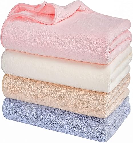 Amazon Cozyone バスタオル 大判 瞬間吸水 4枚セット マイクロファイバー 家庭用 ふわふわ 柔らかい 掛けれる 70cm 140cm バスタオル ホーム キッチン オンライン通販