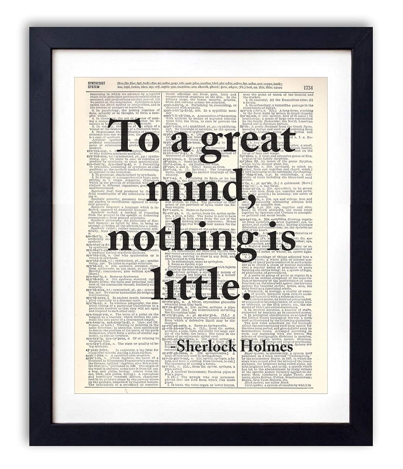 Sherlock Holmes Typography Quote Upcycled Vintage Dictionary Art Print 8x10