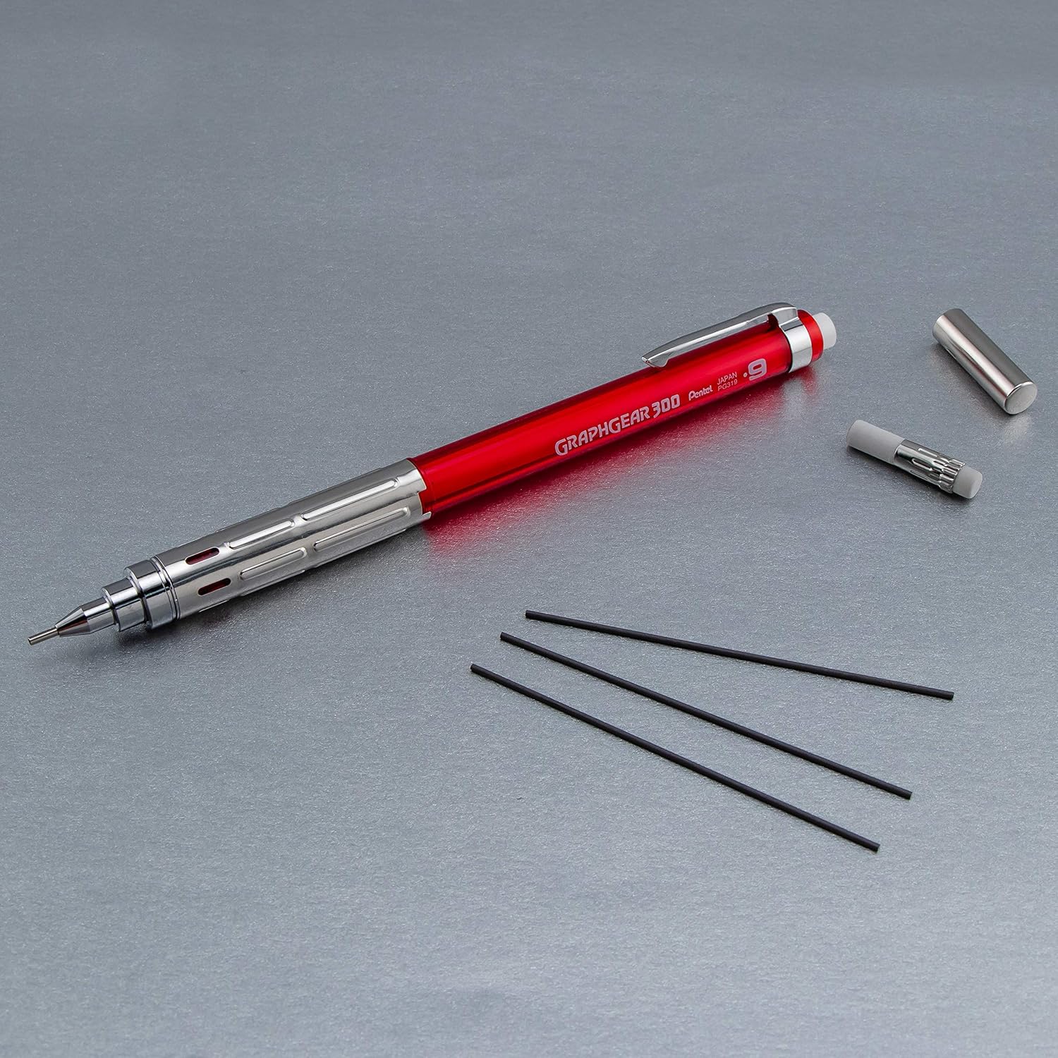 Pentel Arts GraphGear 300 Mechanical Pencil, (0.9mm) Thick line, 1-Pack, Red Barrel: Office Products