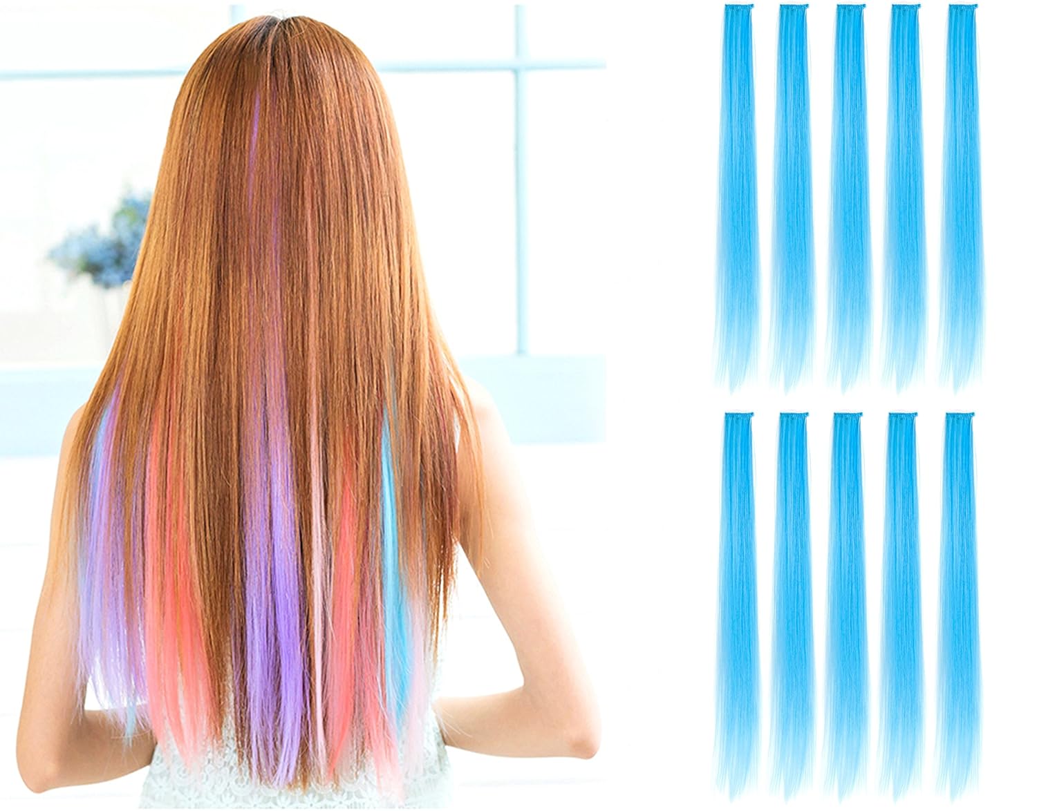 Amazon Com Onedor 23 Inch Colored Party Highlights Straight Hair
