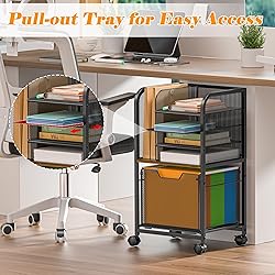 5-Tier Rolling File Cart Under Desk with