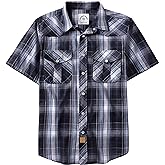 Dubinik® Western Shirts for Men Short Sleeve Plaid Pearl Snap Shirts for Men Button Up Shirt Cowboy Casual Work Shirt