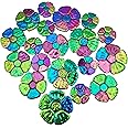 1.1 LB Random Iridescent Flower Ceramic Mosaic Tiles for DIY Crafts,3 Size Flowers Mosaic Pieces for Artwork,Photo Frames,Cups,Flower Pots,Fish Tank,Vases,Make Stepping Stones (Mix Rainbow)
