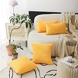 Home Brilliant 60x60 cm Cushion Covers Pack of 2 Mustard Yellow Velvety Euro view 3