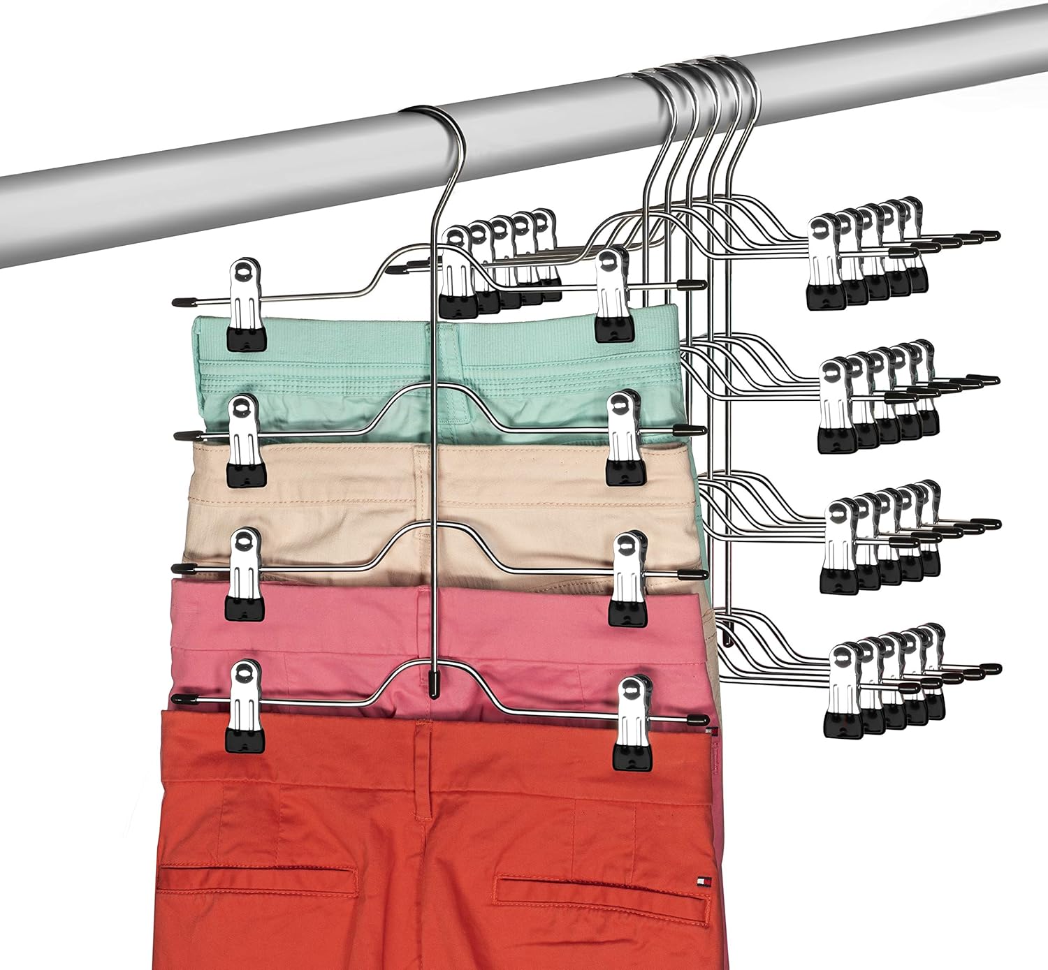 Zober Space Saving 4 Tier Skirt Hanger with Adjustable Clips (6 Pack) 4