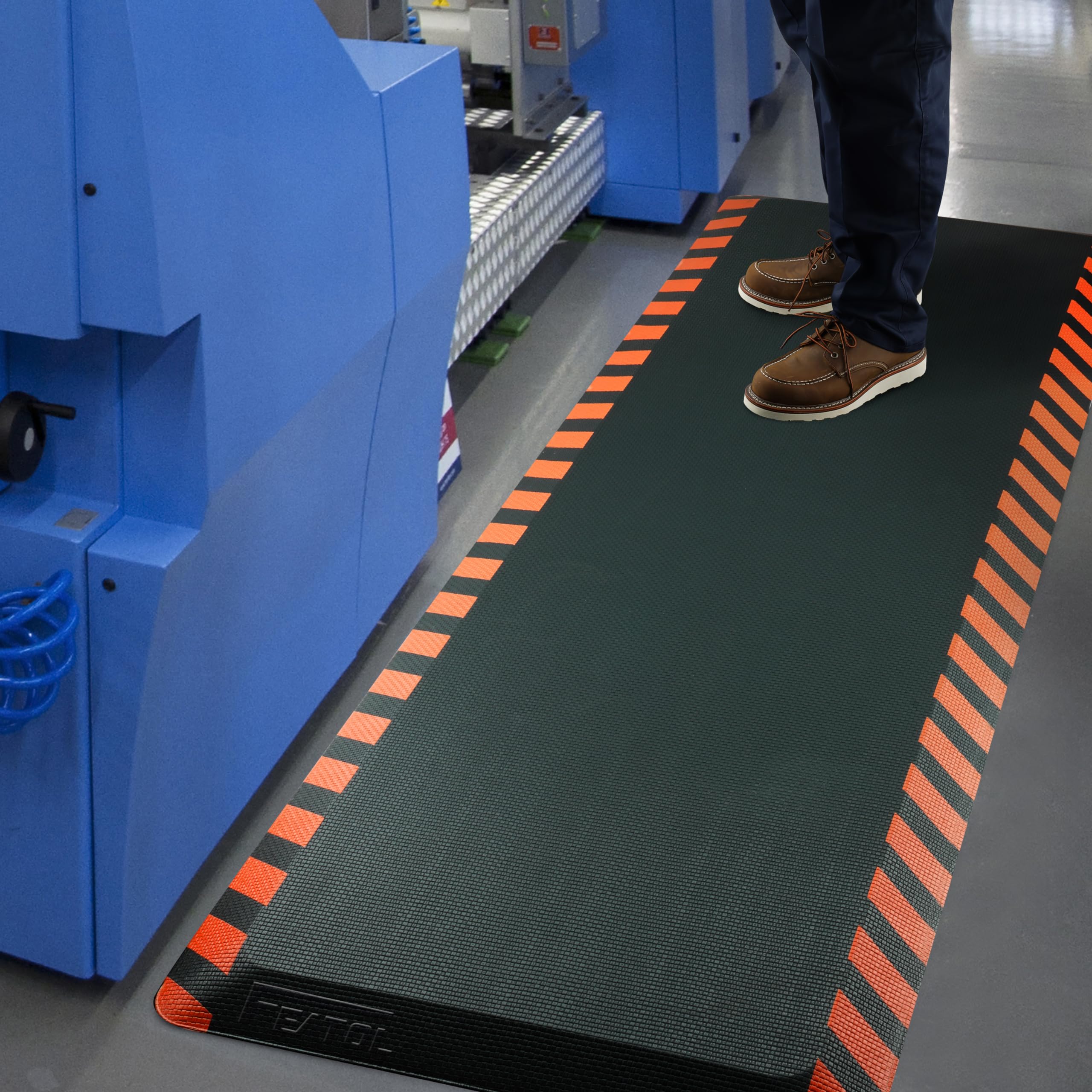 FEATOL Anti Fatigue Mat Industrial, Ergonomic Standing Floor Mat for Work for Stand -Safety Support for Leg & Back Pain(Orange Border, 20" x 39", 2PC) Image