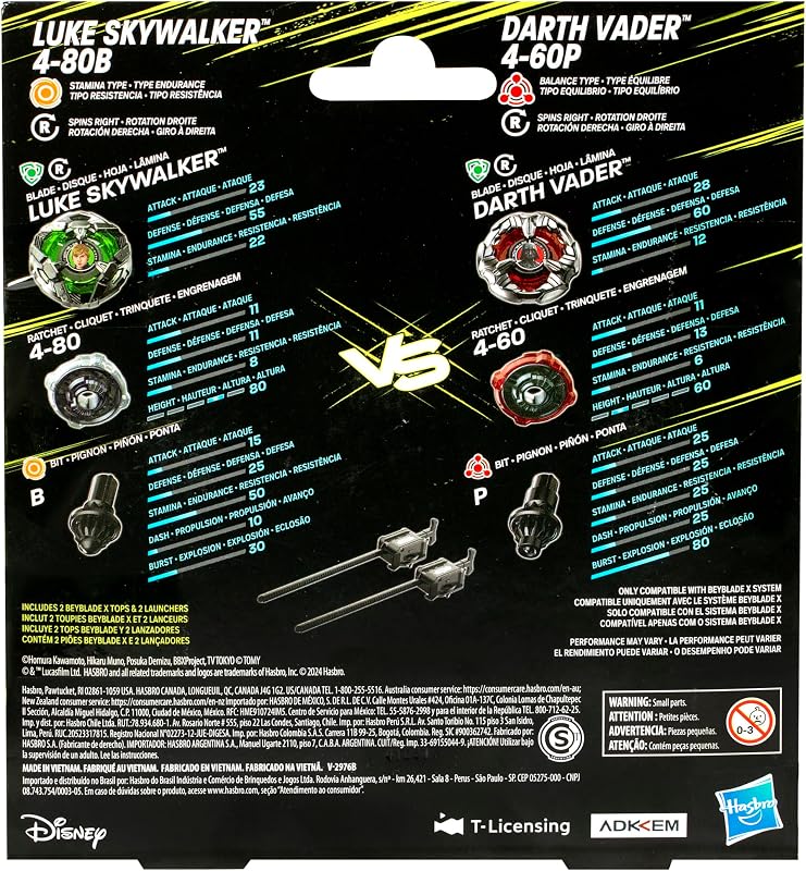Beyblade X in collaborazione con Star Wars, Luke Skywalker 4-80B vs. Darth Vader 4-60B, confezione multipla