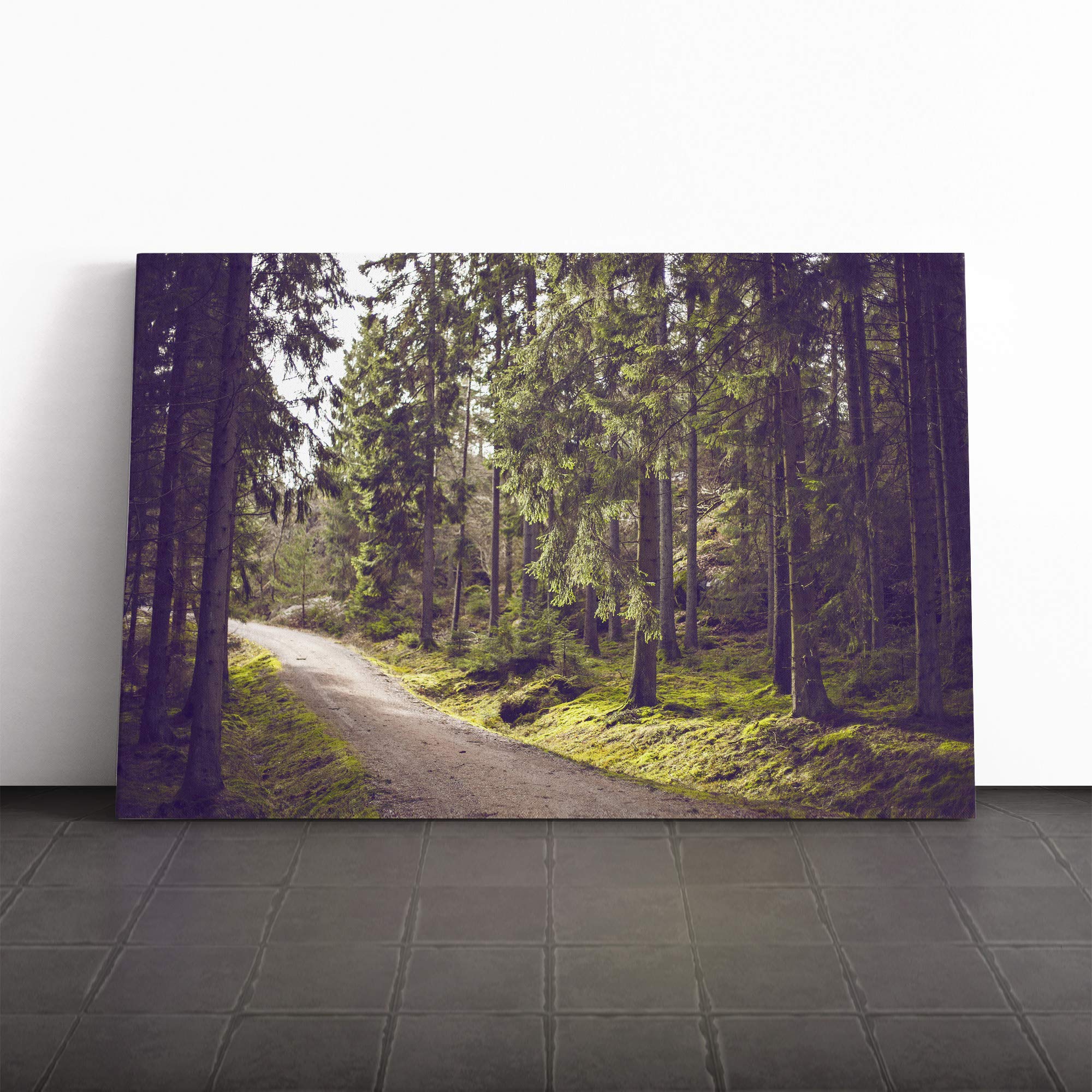 Landscape Woodland Path Canvas Print | Gallery Wrapped 30mm Frame Wall Art | 20x14 inches | Ready to Hang | Modern Landscape Picture | Living Room Bedroom Lounge Office
