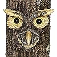 Bits and Pieces - Owl Face Tree Hugger - Garden Peeker Yard Art - Outdoor Tree Hugger Sculpture Whimsical Tree Face Garden De